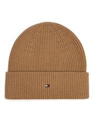 Tommy Hilfiger Czapka Flag AW0AW19102 Beżowy. Brązowe czapki damskie Tommy Hilfiger, na zimę, bez wzorów, z bawełny. Za 189.99 zł.