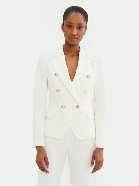 Rinascimento Marynarka CFC0122865003 Biały Regular Fit. Białe marynarki i żakiety damskie Rinascimento, bez wzorów, z syntetyku, bez kołnierzyka, bez ramiączek. Za 379.99 zł.