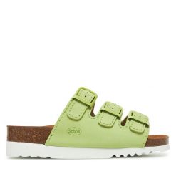 Klapki Scholl. Zielone klapki damskie Scholl, bez wzorów, bez obcasa, bez zapięcia. Za 239.99 zł.