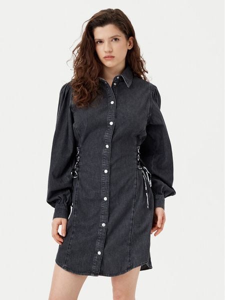 Karl Lagerfeld Jeans Sukienka jeansowa A1W13004 Czarny Regular Fit. Czarne sukienki damskie Karl Lagerfeld Jeans, xs, bez wzorów, z bawełny, bez kołnierzyka, bez ramiączek. Za 359.99 zł.