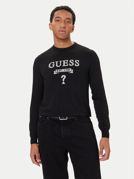Guess Sweter M5YR00 Z0122 Czarny Slim Fit. Czarne swetry męskie Guess, m, z aplikacjami, z syntetyku, bez kołnierzyka, bez ramiączek. Za 229.99 zł.