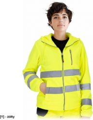 Reis - Bluza ochronna damska stójka zapięcie zamek błyskawiczny 3 kieszenie pasy odblaskowe 290 g/m2 żółty L. Brązowe bluzy damskie Reis, l, bez wzorów, bez ramiączek, bez kaptura. Za 77.22 zł.
