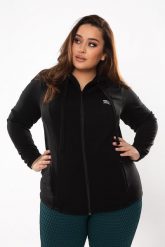 Bluza fitness damska Rough Radical Universal Hoodie Plus size. Czarne bluzy damskie ROUGH RADICAL, plus size, bez wzorów, z dzianiny, sportowe, bez ramiączek, z kapturem. Za 179.90 zł.