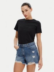 Silvian Heach T-Shirt GPP25110TS Czarny Regular Fit. Czarne t-shirty damskie Silvian Heach, s, bez wzorów, z bawełny, bez kołnierzyka, bez ramiączek. Za 79.99 zł.