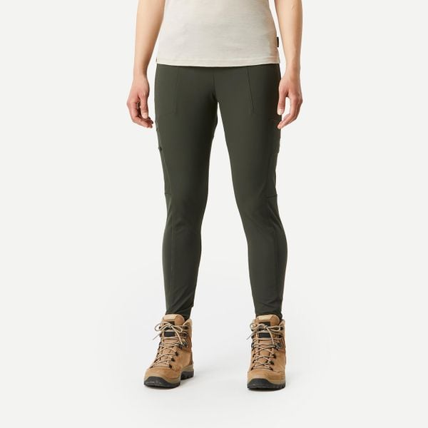 Legginsy trekkingowe damskie Simond Travel 500. Zielone legginsy damskie SIMOND, bez wzorów, z elastanu. Za 159.99 zł.