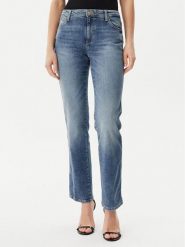 Guess Jeansy W5RA15D5L72 Niebieski Straight Fit. Niebieskie jeansy damskie Guess, z aplikacjami, z bawełny. Za 319.99 zł.