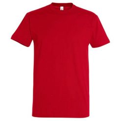 Koszulka Unisex Dla Dorosłych Z Bawełny Imperial Ringspun. Czerwone bluzki damskie SOL'S, s, bez wzorów, z bawełny, sportowe, bez kołnierzyka, bez ramiączek. Za 41.99 zł.