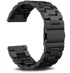 Pasek ze stali nierdzewnej do zegarka / smartwatch 22mm, BLACK / CZARNY. Czarne zegarki smartwatch NoName, bez wzorów. Za 22.68 zł.