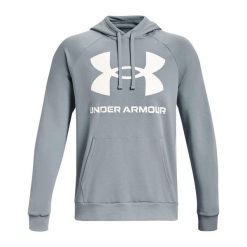 Bluza fitness męska Under Armour Rival Fleece Big Logo HD z kapturem. Szare bluzy męskie Under Armour, m, bez wzorów, z kapturem, na fitness i siłownię. Za 139.99 zł.
