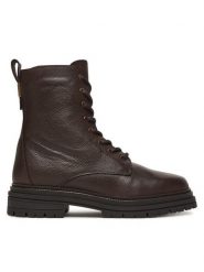 Tommy Hilfiger Trapery Th Plaque Pebble Lace Boot Warm FW0FW08767 Brązowy. Brązowe trapery damskie Tommy Hilfiger, ze skóry, bez zapięcia. Za 679.99 zł.