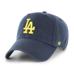 Czapka baseballowa Dodgers MLB Clean Up. Niebieskie czapki damskie 47 Brand, bez wzorów, z bawełny. Za 224.50 zł.