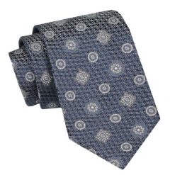 Klasyczny Męski Krawat - ALTIES - w Duże Grochy. Niebieskie krawaty i muchy Alties, bez wzorów, z tkaniny, eleganckie. Za 49.00 zł.