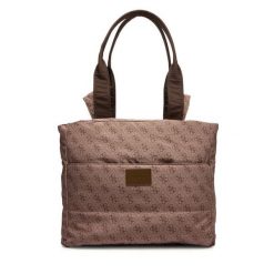 Torebka Guess. Brązowe shopperki damskie Guess, z aplikacjami, bez dodatków. Za 299.99 zł.