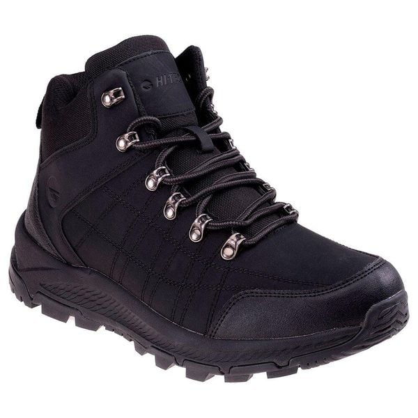 Męskie Buty Mengelo Mid Cut. Czarne buty zimowe męskie Hi-tec, bez wzorów, bez obcasa, bez zapięcia. Za 191.99 zł.