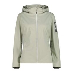 Kurtka softshell damska CMP 39A5016 Zip Hood. Zielone kurtki sportowe damskie CMP, l, bez wzorów, z materiału, bez ramiączek, z kapturem, trekkingowe. Za 359.99 zł.
