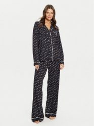 Guess Piżama O5RX08 KCIN2 Czarny Regular Fit. Czarne piżamy damskie Guess, z aplikacjami, bez ramiączek. Za 379.99 zł.