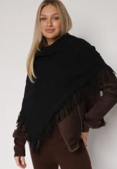 Czarny Trójkątny Szalik z Wiskozy i Bawełny z Frędzlami Vetirala. Czarne szaliki damskie Born2be, bez wzorów, z bawełny. Za 44.99 zł.