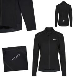 Bluza rowerowa damska ATTABO FLEERO REF ocieplana. Czarne bluzy damskie ATTABO, bez wzorów, bez ramiączek, bez kaptura. Za 159.99 zł.