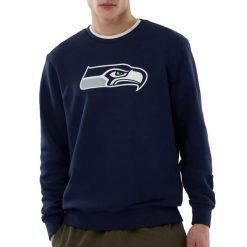 Bluza Seahawks NOS NFL Crew OSB. Czarne bluzy męskie New Era, m, bez wzorów, bez ramiączek, bez kaptura. Za 299.50 zł.