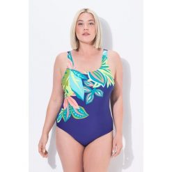Damskie Strój kąpielowy liście bez miękkich miseczek. Niebieskie stroje kąpielowe damskie Ulla Popken, plus size, bez wzorów, z elastanu. Za 199.99 zł.
