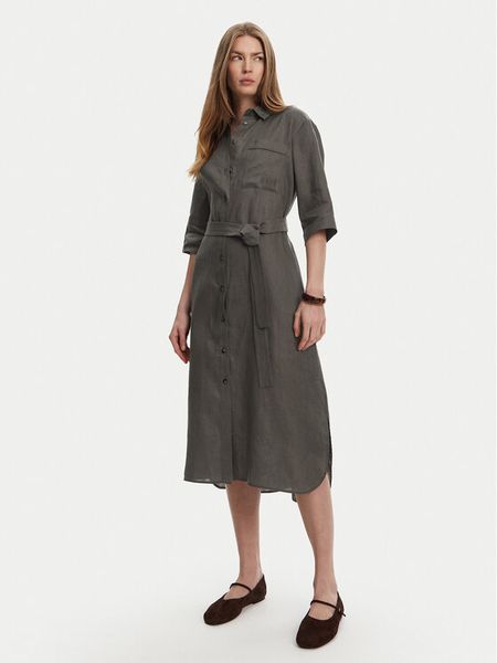 Max Mara Leisure Sukienka koszulowa Salute 2516221028 Zielony Regular Fit. Zielone sukienki damskie Max Mara Leisure, bez wzorów, ze lnu, bez kołnierzyka, bez ramiączek, koszulowe. Za 809.99 zł.