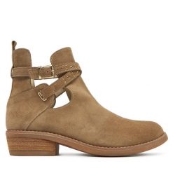Botki TWINSET. Brązowe botki damskie Twinset, bez wzorów, bez obcasa, na płaskiej podeszwie, bez zapięcia. Za 889.99 zł.