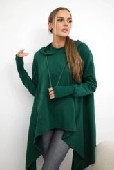 Bluza rozkloszowana u dołu ciemno zielona. Zielone bluzy damskie KESI, l, bez wzorów, z bawełny, bez ramiączek, z kapturem. Za 238.37 zł.