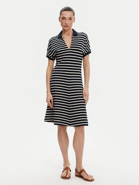 Tommy Hilfiger Sukienka codzienna WW0WW44513 Granatowy Regular Fit. Niebieskie sukienki damskie Tommy Hilfiger, na co dzień, s, bez wzorów, z bawełny, bez kołnierzyka, bez ramiączek, proste. Za 339.99 zł.