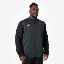 Bluza piłkarska Kipsta Essential treningowa. Czarne bluzy męskie KIPSTA, xs, bez wzorów, z elastanu, sportowe, bez ramiączek, bez kaptura. Za 79.99 zł.