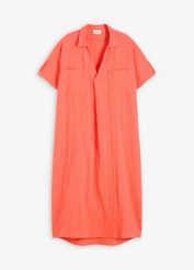 Sukienka kaftanowa z bawełnianego muślinu. Niebieskie sukienki damskie bonprix, bez wzorów, z bawełny, bez kołnierzyka, bez ramiączek, oversize. Za 142.99 zł.