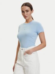 Tommy Jeans T-Shirt DW0DW18398 Niebieski jasny Slim Fit. Niebieskie t-shirty damskie Tommy Jeans, xs, bez wzorów, z bawełny, bez kołnierzyka, bez ramiączek. Za 149.99 zł.