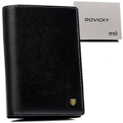 Duży portfel Rovicky N74-RVT czarny. Czarne portfele męskie ROVICKY, bez wzorów, ze skóry. Za 109.99 zł.