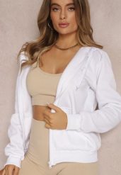 Biała Bluza z Kapturem Harasphei. Białe bluzy damskie Renee, l, bez wzorów, z jeansu, klasyczne, bez ramiączek, z kapturem. Za 54.99 zł.