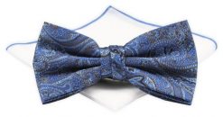 ZESTAW - Mucha z Poszetką Chattier - Niebieska, Orientalny Wzór. Niebieskie krawaty i muchy Chattier, bez wzorów, eleganckie. Za 59.00 zł.