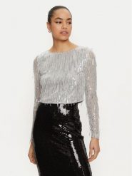 ONLY Bluzka Spacy 15331803 Srebrny Cropped Fit. Szare bluzki damskie ONLY, l, bez wzorów, z syntetyku, bez kołnierzyka, bez ramiączek. Za 79.99 zł.