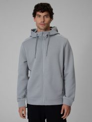 4F Bluza dresowa regular z kapturem męska - szara S. Szare bluzy męskie 4F, m, z aplikacjami, z dresówki, klasyczne, bez ramiączek, z kapturem. Za 269.99 zł.