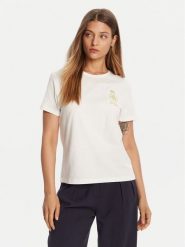 Tommy Hilfiger T-Shirt Gold Crest WW0WW46153 Biały Regular Fit. Białe t-shirty damskie Tommy Hilfiger, xxl, bez wzorów, z bawełny, bez kołnierzyka, bez ramiączek. Za 179.99 zł.