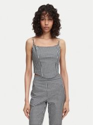 Guess Top W6YH94 W4487 Czarny Slim Fit. Czarne topy damskie Guess, l, z aplikacjami, z syntetyku, bez kołnierzyka, bez ramiączek. Za 344.99 zł.