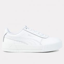 Buty damskie sportowe trampki Puma CARINA. Białe obuwie sportowe damskie Puma, bez wzorów, bez zapięcia, trekkingowe. W wyprzedaży za 209.00 zł.