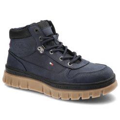Granatowe Trapery Tommy Hilfiger Wygodne Buty Damskie. Niebieskie obuwie trekkingowe damskie Tommy Hilfiger, z materiału, bez zapięcia. Za 319.00 zł.