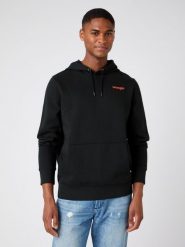 MĘSKA BLUZA Z KAPTUREM WRANGLER VIBRATIONS HOODY BLACK W680H1100 112141473. Czarne bluzy męskie Wrangler, l, bez wzorów, z kapturem. Za 169.99 zł.