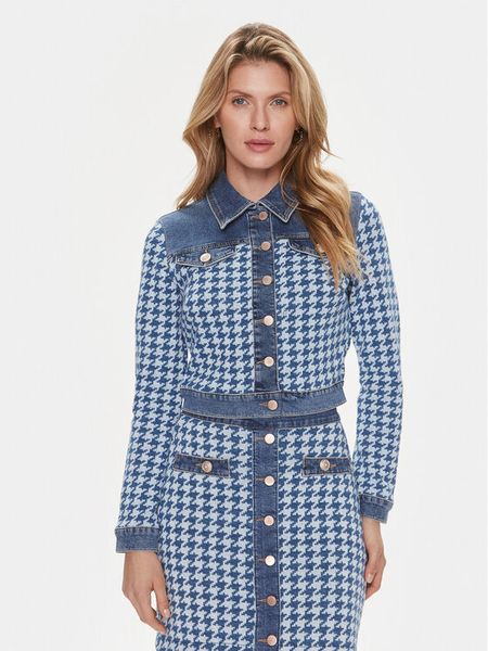 Guess Kurtka jeansowa Tweed W4RN55 D59L1 Niebieski Regular Fit. Niebieskie kurtki damskie Guess, l, z aplikacjami, z bawełny, bez kaptura. Za 459.99 zł.
