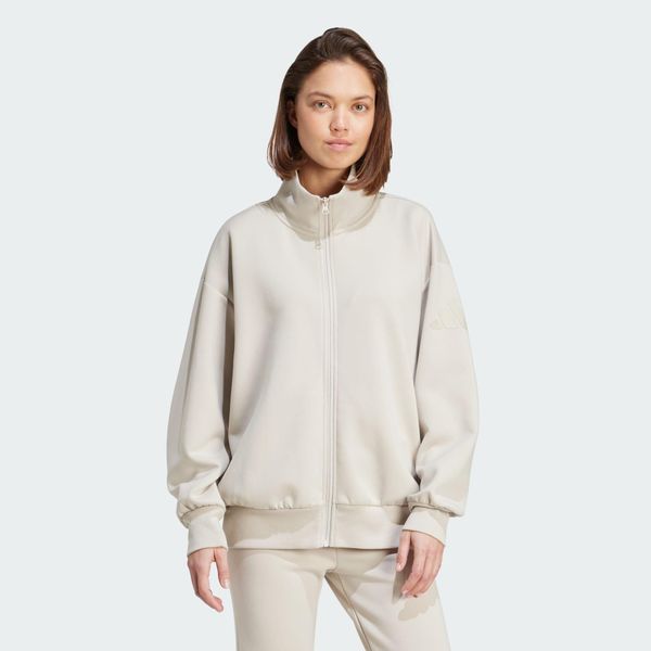 Bluza Soft Lux Loose Full-Zip. Brązowe bluzy damskie Adidas, l, bez wzorów, bez ramiączek, bez kaptura. W wyprzedaży za 191.95 zł.