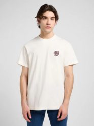 MESKA KOSZULKA LEE RELAXED GRAPHIC TEE ECRU 112370511. T-shirty męskie Lee, s, bez wzorów, bez kołnierzyka, bez ramiączek. Za 79.99 zł.