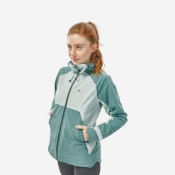 Kurtka turystyczna damska Quechua MH500 wodoodporna. Brązowe kurtki sportowe damskie QUECHUA, m, bez wzorów, z materiału, bez ramiączek, bez kaptura, trekkingowe. Za 369.99 zł.