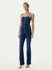 Guess Kombinezon W6RD0I D6883 Niebieski Regular Fit. Niebieskie sukienki damskie Guess, z aplikacjami, z bawełny, bez kołnierzyka, bez ramiączek. Za 799.99 zł.