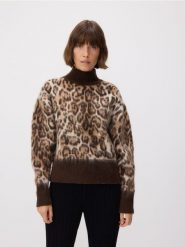 Sweter z wełną - wielobarwny. Swetry nierozpinane damskie Reserved, l, bez wzorów, z dzianiny, bez kołnierzyka, bez ramiączek. W wyprzedaży za 179.99 zł.