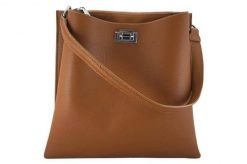 Shopperka skórzana BARBERINI'S j. brązowa 714-12. Brązowe torebki wizytowe damskie Barberinis, bez wzorów, ze skóry, do ręki, duże, bez dodatków. Za 366.99 zł.