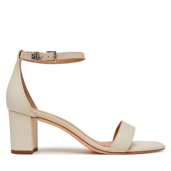 Sandały LAUREN RALPH LAUREN. Białe sandały damskie Lauren Ralph Lauren, bez wzorów, bez obcasa, na słupku, bez zapięcia. Za 719.99 zł.