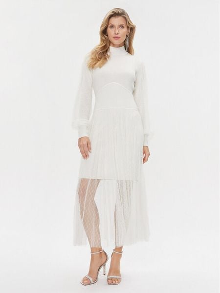 TWINSET Sukienka dzianinowa 232TT3413 Écru Regular Fit. Sukienki damskie Twinset, s, bez wzorów, z dzianiny, bez kołnierzyka, bez ramiączek. Za 879.99 zł.